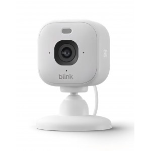 Camera de supraveghere plug-in, Blink Mini 2K+, rezoluţie 2K, zoom 4×, vedere nocturna colora cu proiector, compatibila Alexa