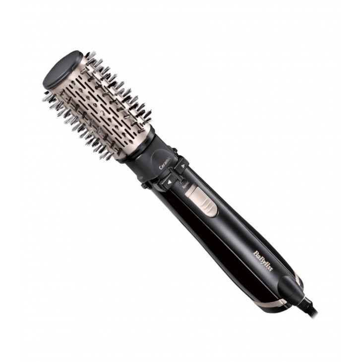 Perie rotativa BaByliss AS200E, 1000W, Ionizare, Perie 50 mm ceramica, 4 Accesorii, 2 Setari temperatura/viteza, Cool-Shot, geanta depozitare, Negru