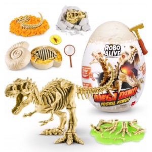 Set Descoperire Fosile, Robo Alive Zuru Mega Dino Fossil, excavare cu unelte, dinozaur realist, jucarie interactiva pentru copii