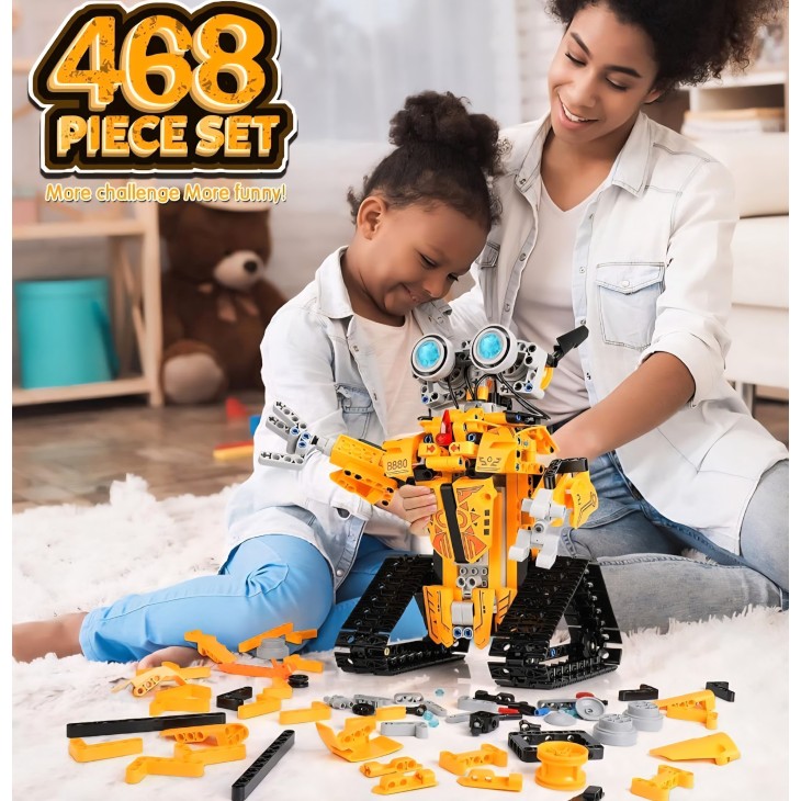Kit de construcţie STEM, Sillbird RB02, robot programabil RC cu lumini si sunet, rotaţie 360°, control APP, varsta recomandata 8-12 ani