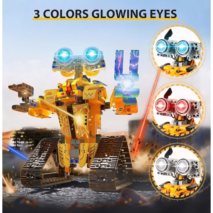 Kit de construcţie STEM, Sillbird RB02, robot programabil RC cu lumini si sunet, rotaţie 360°, control APP, varsta recomandata 8-12 ani
