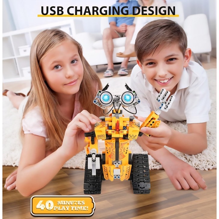 Kit de construcţie STEM, Sillbird RB02, robot programabil RC cu lumini si sunet, rotaţie 360°, control APP, varsta recomandata 8-12 ani