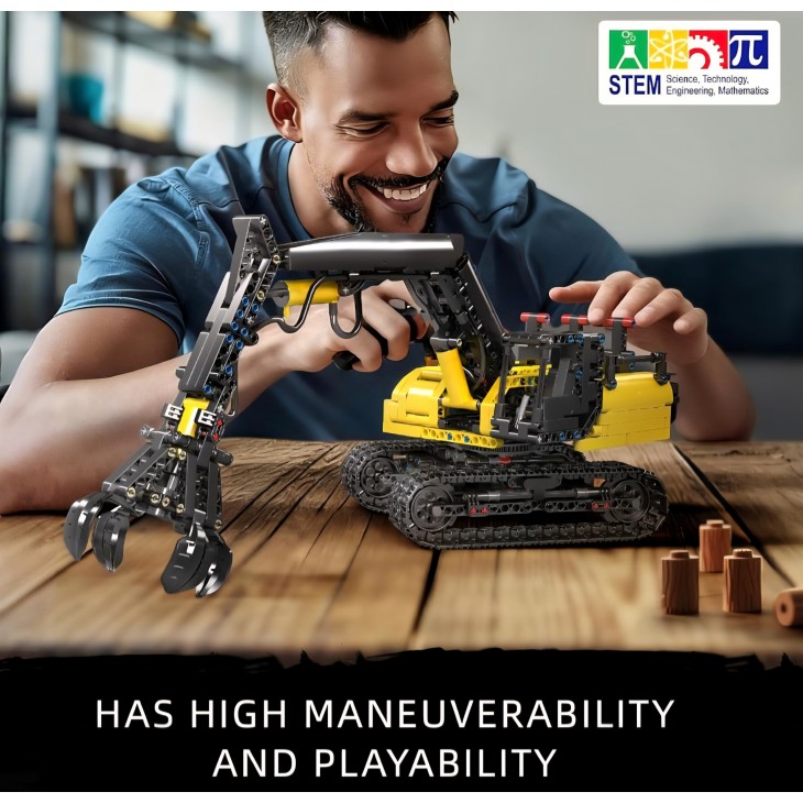 Excavator cu cleste hidraulic pentru Lemn, Mould King 17077 Technik, model static pentru copii 14+ si Adulti