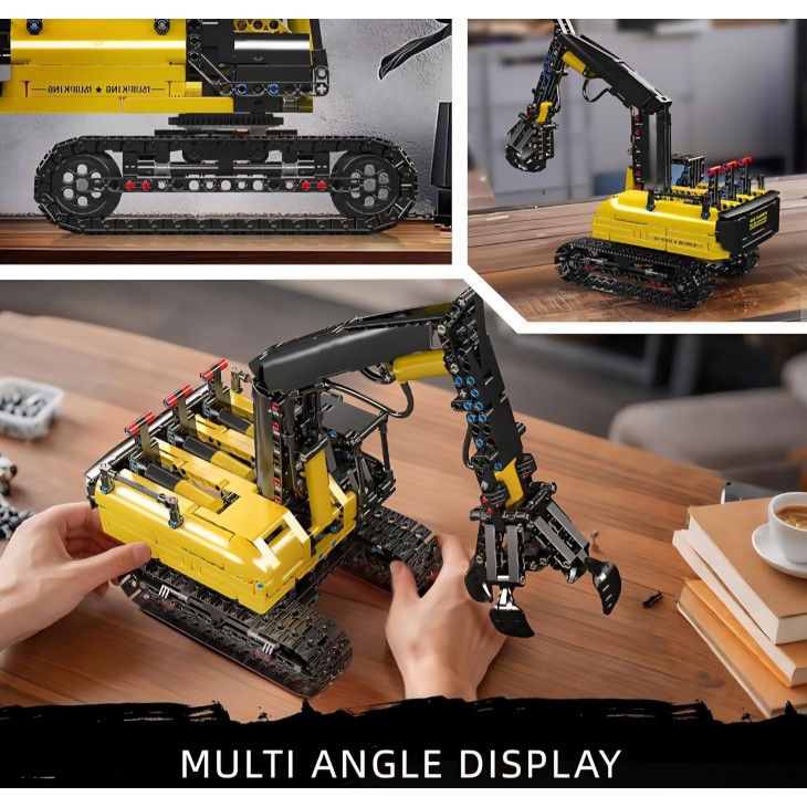 Excavator cu cleste hidraulic pentru Lemn, Mould King 17077 Technik, model static pentru copii 14+ si Adulti