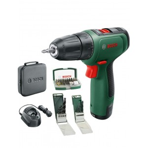 Masina de gaurit-surubat, Bosch Home & Garden EasyDrill 1200 12 V, Baterie 2,0 Ah, set burghie, surubelnite, geanta moale, Verde