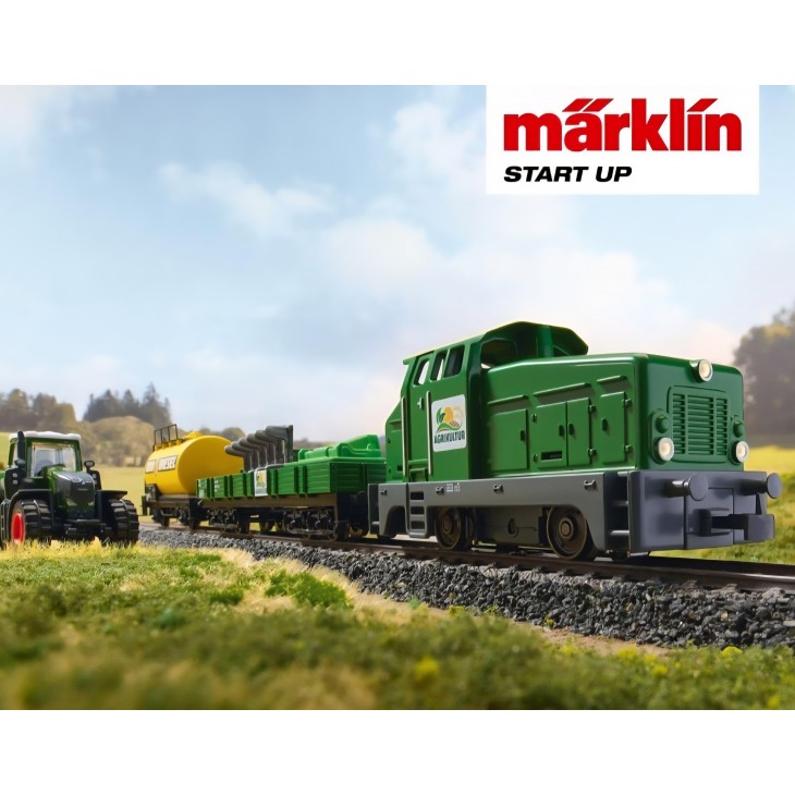 Marklin 29653 Start Up – Set Tren Electric „Agricultural Train”, Scara H0, Digital, cu Circuit Oval, Macazuri, Utilaje Agricole și Controller Märklin Power Control Stick