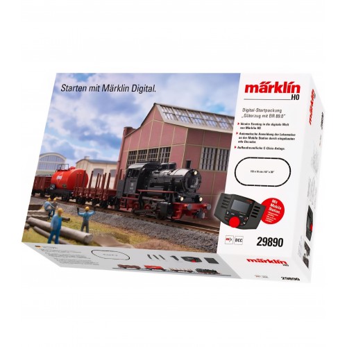 Set de start digital Märklin 29890 – Tren de marfă cu locomotivă cu abur BR 89.0, H0, Mobile Station inclusă