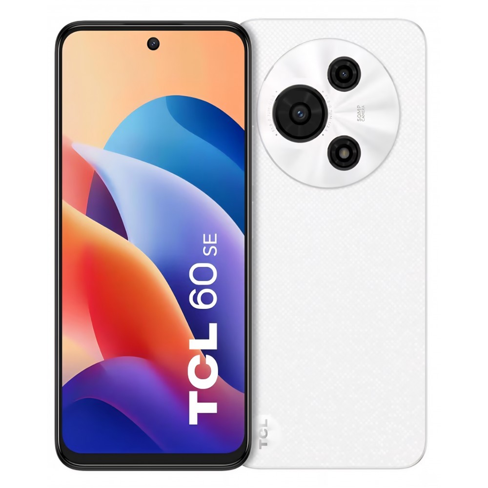 Telefon mobil TCL 60 SE, Dual SIM, ecran 6,7” HD+, 8 GB RAM + 512 GB stocare, cameră duală 50 MP, baterie 5200 mAh, Android 15, difuzoare stereo, deblocat, Blizzard White