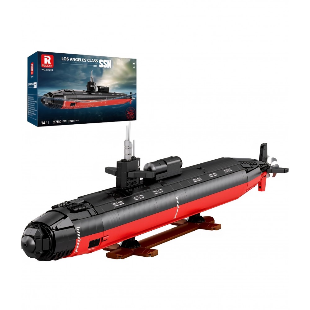 Set construcție Reobrix 33049 – Submarin nuclear clasa Los Angeles, 2988 piese, 65 cm, LED, 14+