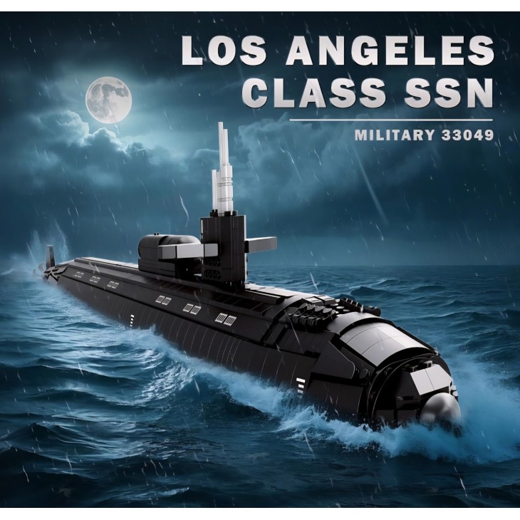 Set construcție Reobrix 33049 – Submarin nuclear clasa Los Angeles, 2988 piese, 65 cm, LED, 14+