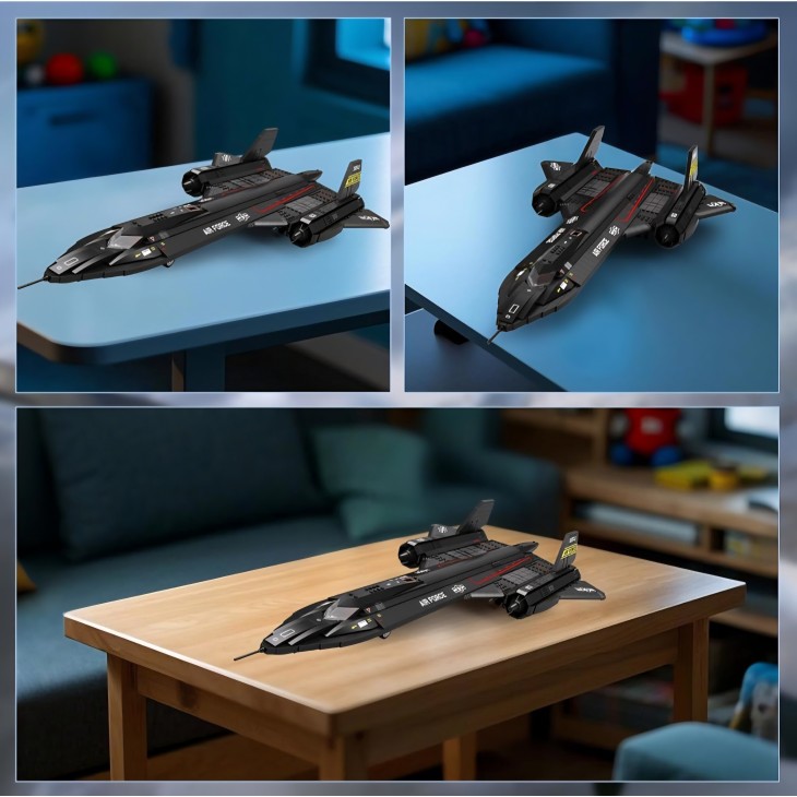Set de construcție Reobrix SR-71 Blackbird 1775+ piese – Avion militar de recunoaștere, model detaliat pentru colecție și decor