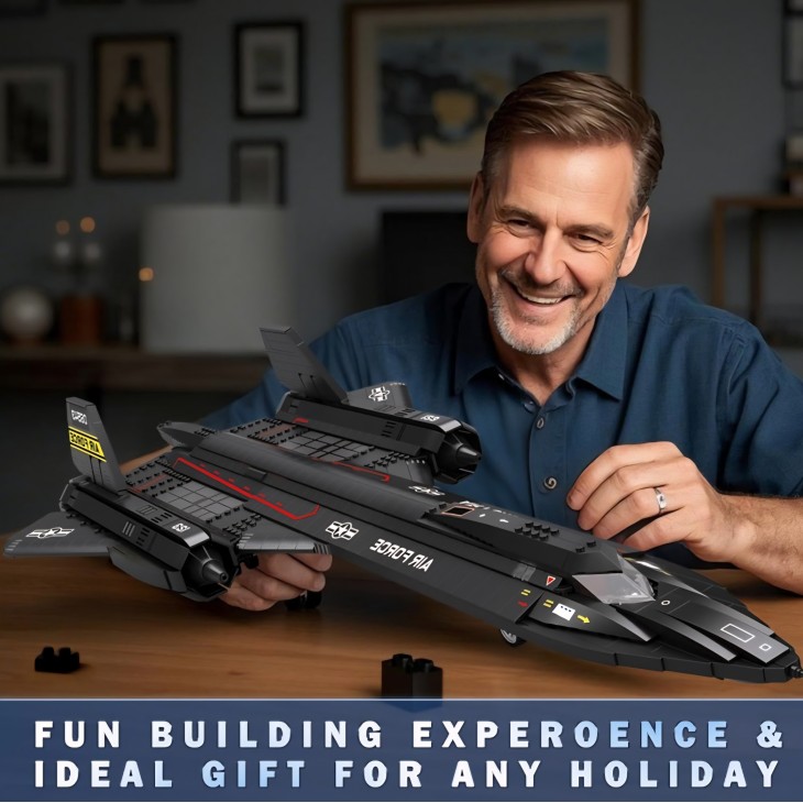 Set de construcție Reobrix SR-71 Blackbird 1775+ piese – Avion militar de recunoaștere, model detaliat pentru colecție și decor
