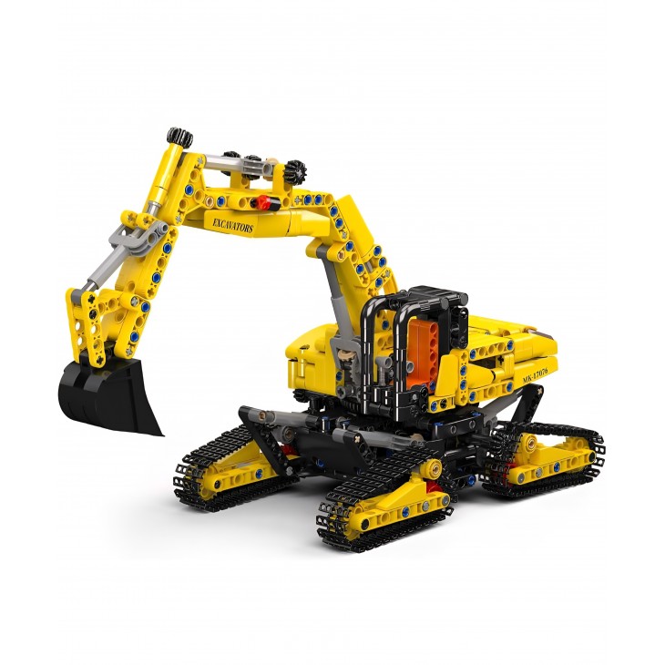 Set construcție excavator detaliat, Mould King, utilaj de construcții cu șenile și braț mobil, model tehnic pentru colecționari, 840 piese, 14+