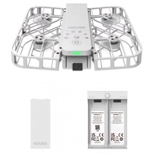 Drona HOVERAir Fly More Combo, Camera 4K UHD, Stabilizare Avansata, Control AI, Zbor Autonom, Portabila, Alb