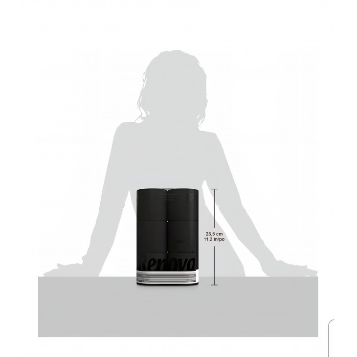 Hartie igienica, Renova Black Label, 3 straturi, extra soft, culoare neagra, 6 role x 2 pachete (12 role)