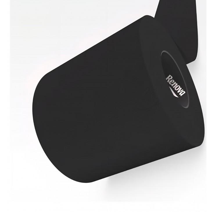 Hartie igienica, Renova Black Label, 3 straturi, extra soft, culoare neagra, 6 role x 2 pachete (12 role)