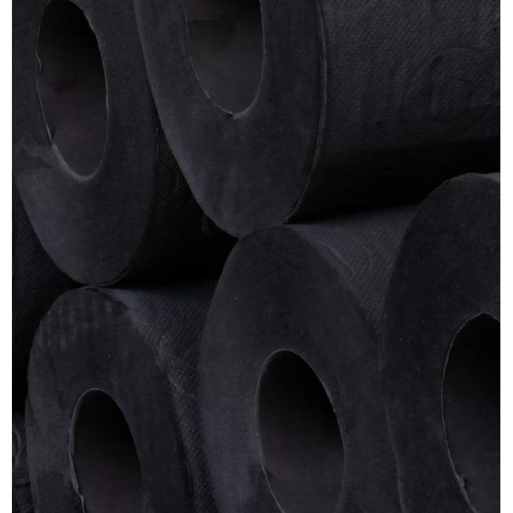 Hartie igienica, Renova Black Label, 3 straturi, extra soft, culoare neagra, 6 role x 2 pachete (12 role)