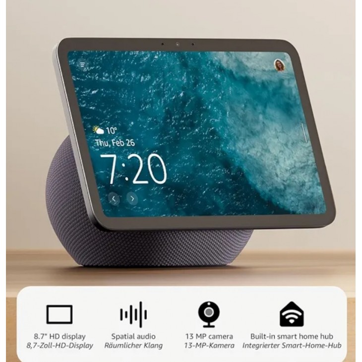Boxa inteligenta, Amazon Echo Show 8, generatie 2026, Display HD 8.7”, sunet spațial, Alexa, hub smart home, Graphite