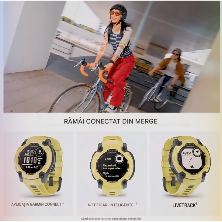 Smartwatch multisport, Garmin Instinct E 45 mm, GPS, display 0.9″, autonomie până la 16 zile, coach Integrat, recepție Multi-Satellite, culoare Electric Lime