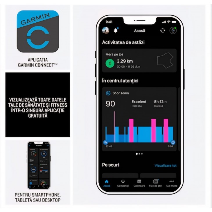 Smartwatch Garmin vivoactive 6, GPS, 42mm, curea silicon, Lunar Gold
