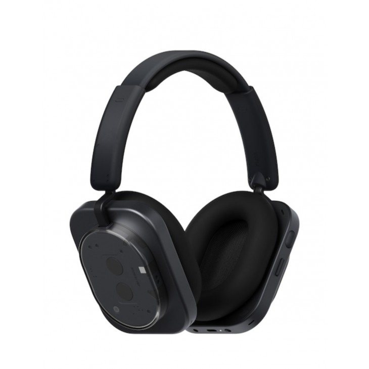 Casti Over the Ear Nothing Headphones (1), Wireless, Bluetooth, Adaptive ANC, Microfon, IPX2, Autonomie 80 ore, Black
