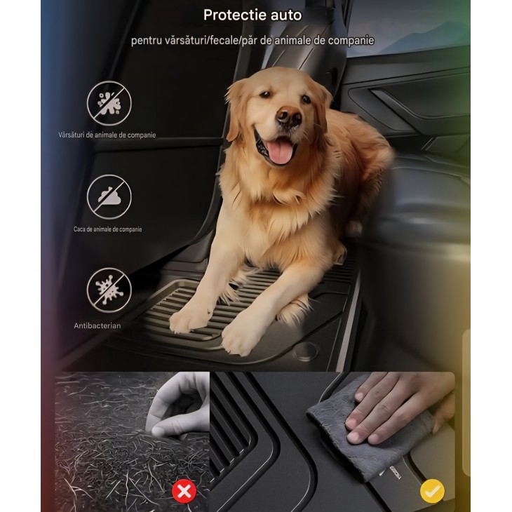 Covor de portbagaj. 3W Auto Life, Tesla Model Y 2025-2026 Juniper Premium/Performance, all-weather Thorex, rezistenta marita la uzura, prietenos cu animalele si fara miros, negru mat.