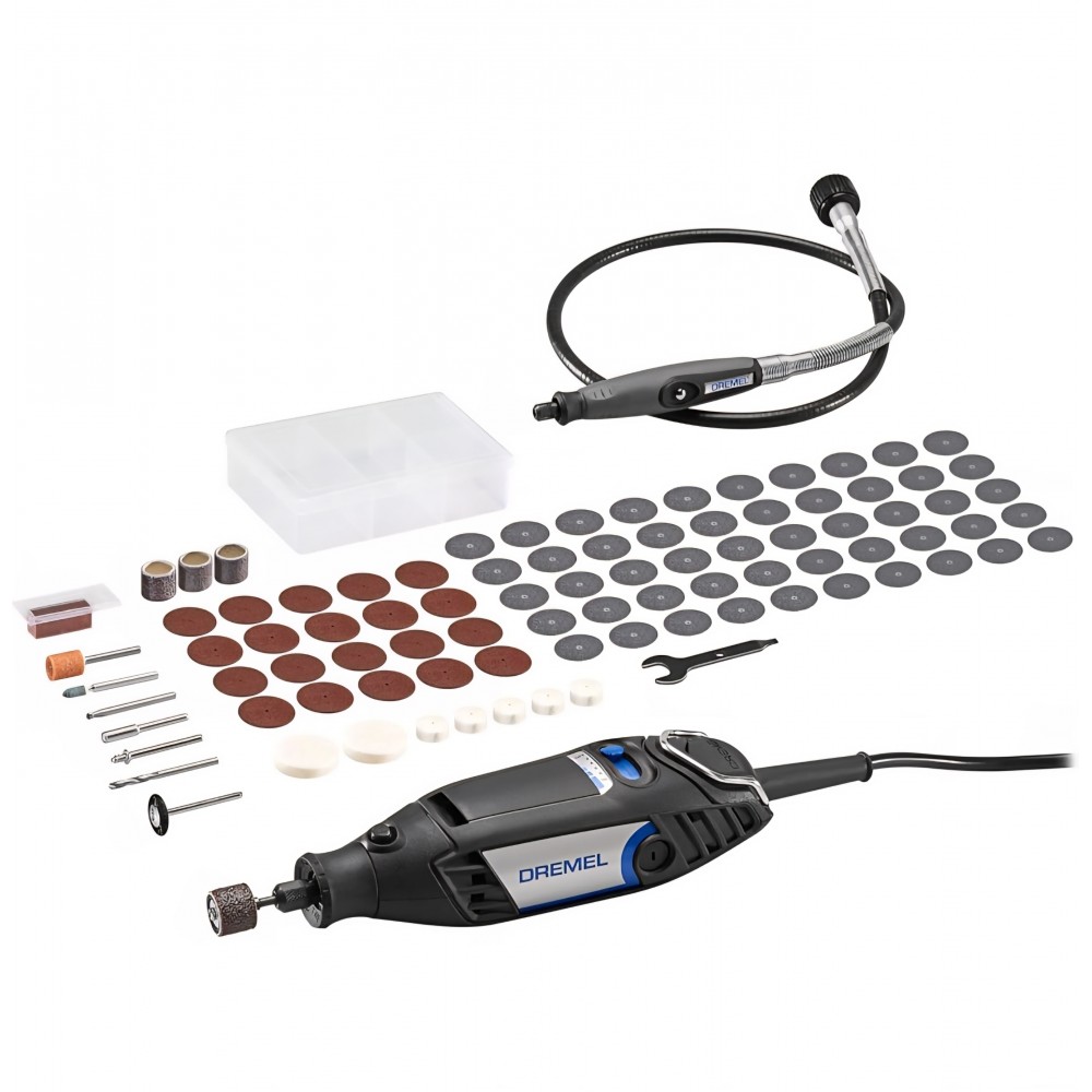 Unealta Rotativa Multifunctionala, Dremel 3200, putere 130W cu ax flexibil, 90 Accesorii Incluse, viteza variabila 10.000–35.000 rpm, Taiere, Gravare si Lustruire de Precizie 
