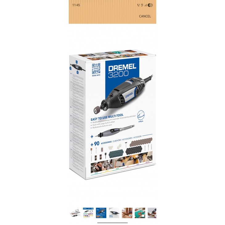 Unealta Rotativa Multifunctionala, Dremel 3200, putere 130W cu ax flexibil, 90 Accesorii Incluse, viteza variabila 10.000–35.000 rpm, Taiere, Gravare si Lustruire de Precizie 