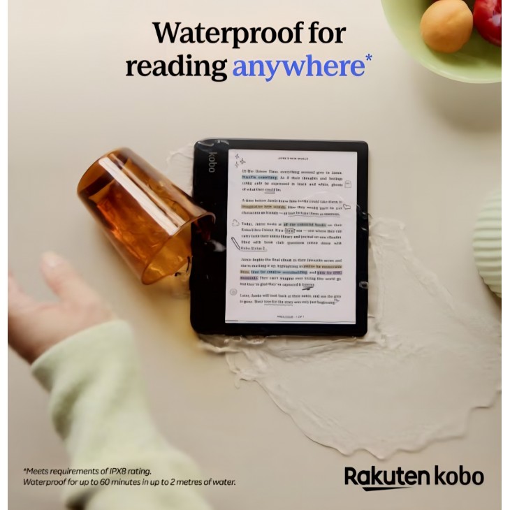  eBook Reader Kobo Libra Colour, display Ink Kaleido 7 inch color, Anti-Glare, Dark Mode, Audiobooks, Waterproof, Negru