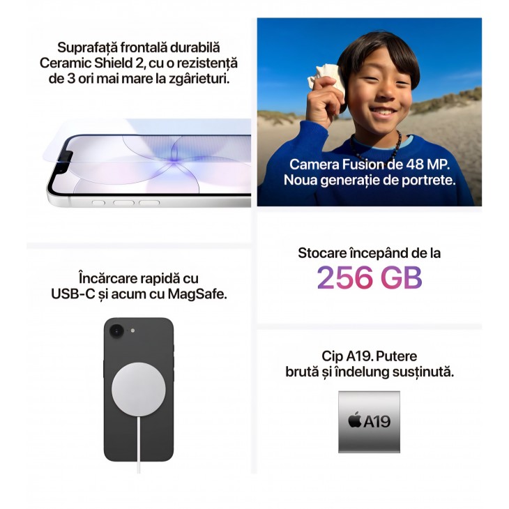 Telefon APPLE iPhone 17E, 256GB, White