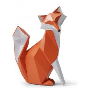 Statueta decorativa moderna, HAUCOZE, Vulpea Sienna, scultuura pentru casa sau birou, 20 cm