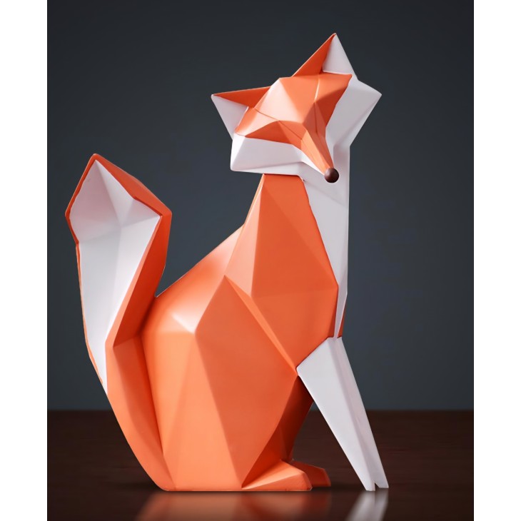 Statueta decorativa moderna, HAUCOZE, Vulpea Sienna, scultuura pentru casa sau birou, 20 cm