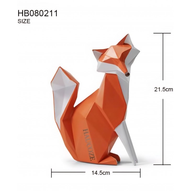 Statueta decorativa moderna, HAUCOZE, Vulpea Sienna, scultuura pentru casa sau birou, 20 cm