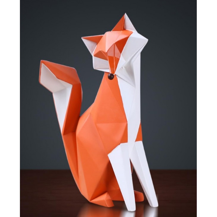 Statueta decorativa moderna, HAUCOZE, Vulpea Sienna, scultuura pentru casa sau birou, 20 cm