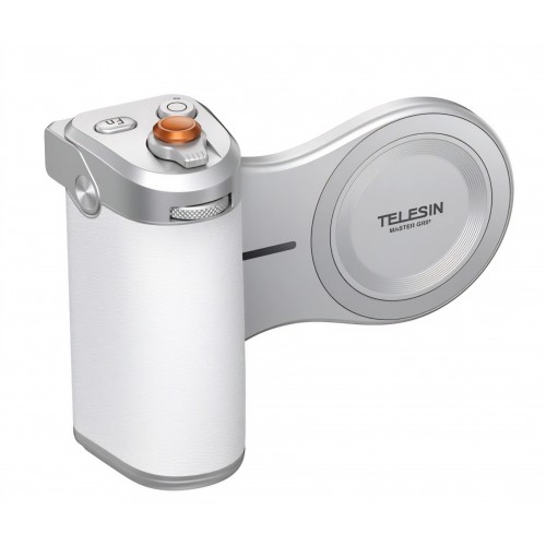 Grip magnetic foto profesional, TELESIN P5-MP-003WH, control zoom, declansator si baterie incorporata, compatibil iPhone 17 Pro Max, 17 Pro, 17e, 16, 15, 14, 13, 12