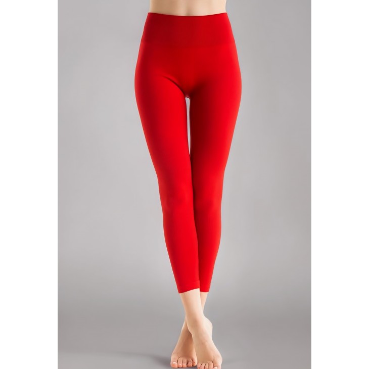 Colanti Sport Dama Gi&Gi Sports, talie Inalta, material Ribbed Elastic, Fitness, Yoga, Sala, anti-miros, respirabili, ultra-usori, marimea M (40), inaltime 165-170 cm, talie 70-76 cm, copase 94-100 cm, rosu