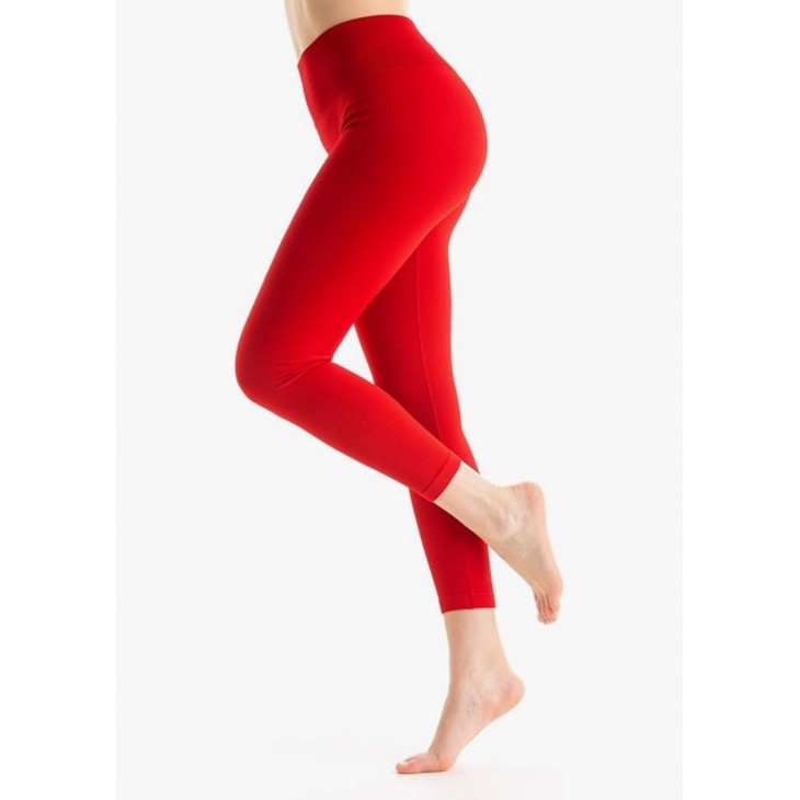 Colanti Sport Dama Gi&Gi Sports, talie Inalta, material Ribbed Elastic, Fitness, Yoga, Sala, anti-miros, respirabili, ultra-usori, marimea L (42), inaltime 170-175 cm, talie 76-82 cm, copase 100-106 cm, rosu