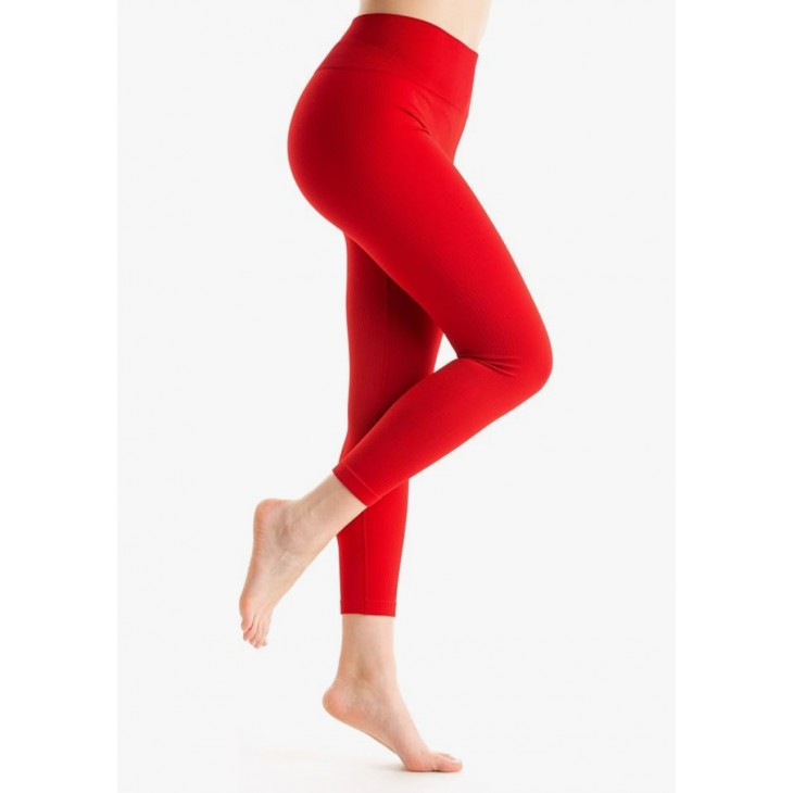Colanti Sport Dama Gi&Gi Sports, talie Inalta, material Ribbed Elastic, Fitness, Yoga, Sala, anti-miros, respirabili, ultra-usori, marimea L (42), inaltime 170-175 cm, talie 76-82 cm, copase 100-106 cm, rosu