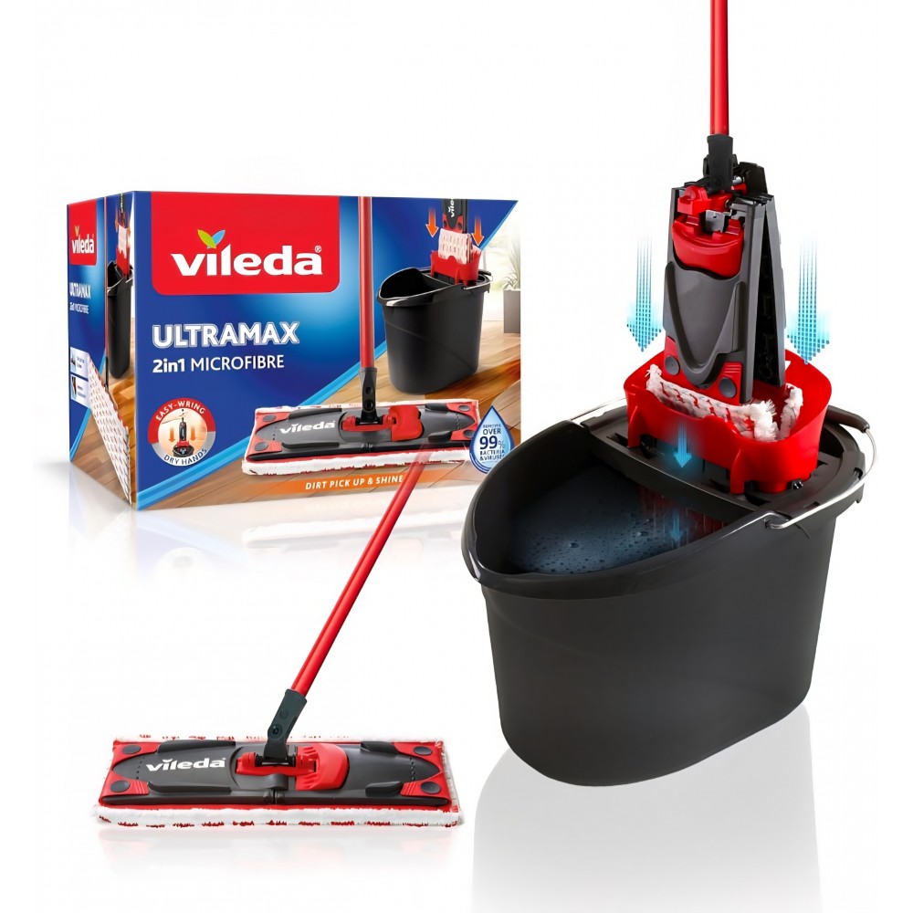 Sistem complet cu storcator si mop, Vileda Ultramax Bucket, curatenie rapida si spalare, import Germania