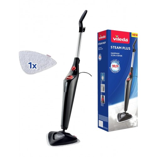 Aparat de curatat cu abur, VILEDA Steam Plus, 3 moduri operare, timp incalzire 15sec, capacitate 0.4L, Negru