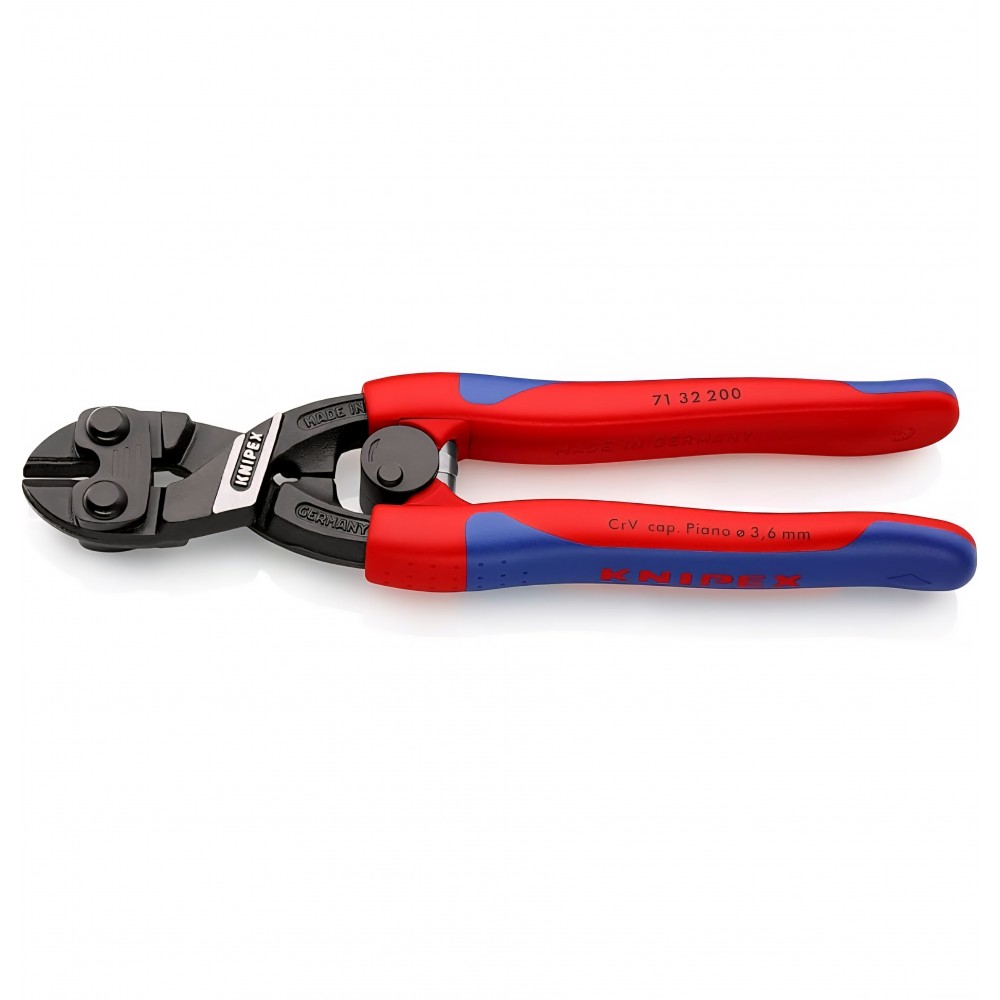 Cleste profesional tip mini bolt cutter, Knipex CoBolt 71 32 200, 200 mm, forta de taiere extrema, design compact, otel calit de inalta rezistenta, manere ergonomice, original Germania