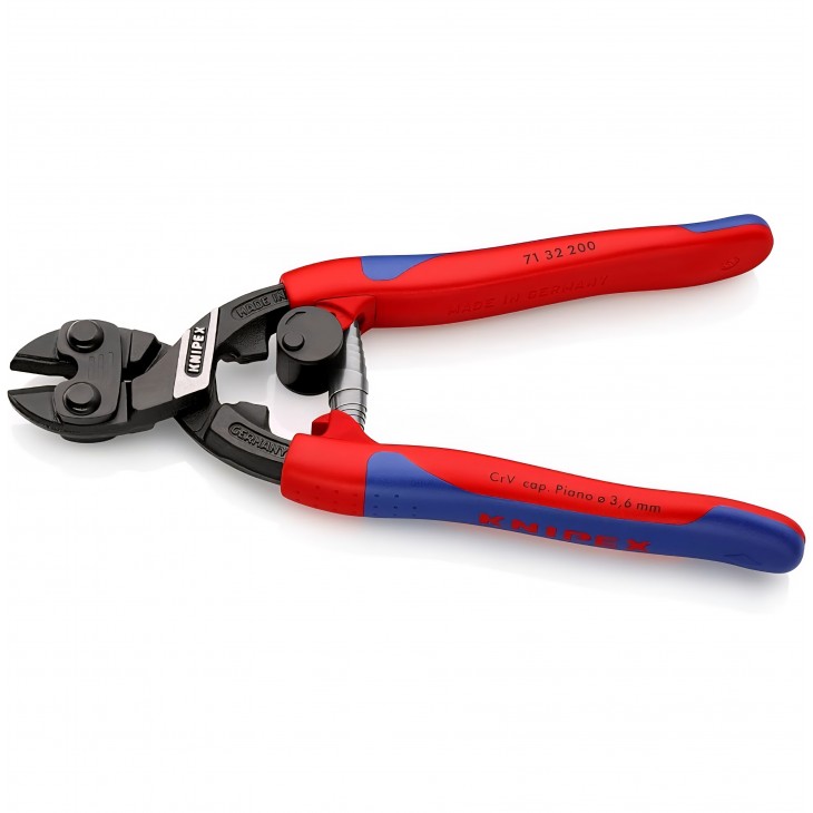 Cleste profesional tip mini bolt cutter, Knipex CoBolt 71 32 200, 200 mm, forta de taiere extrema, design compact, otel calit de inalta rezistenta, manere ergonomice, original Germania