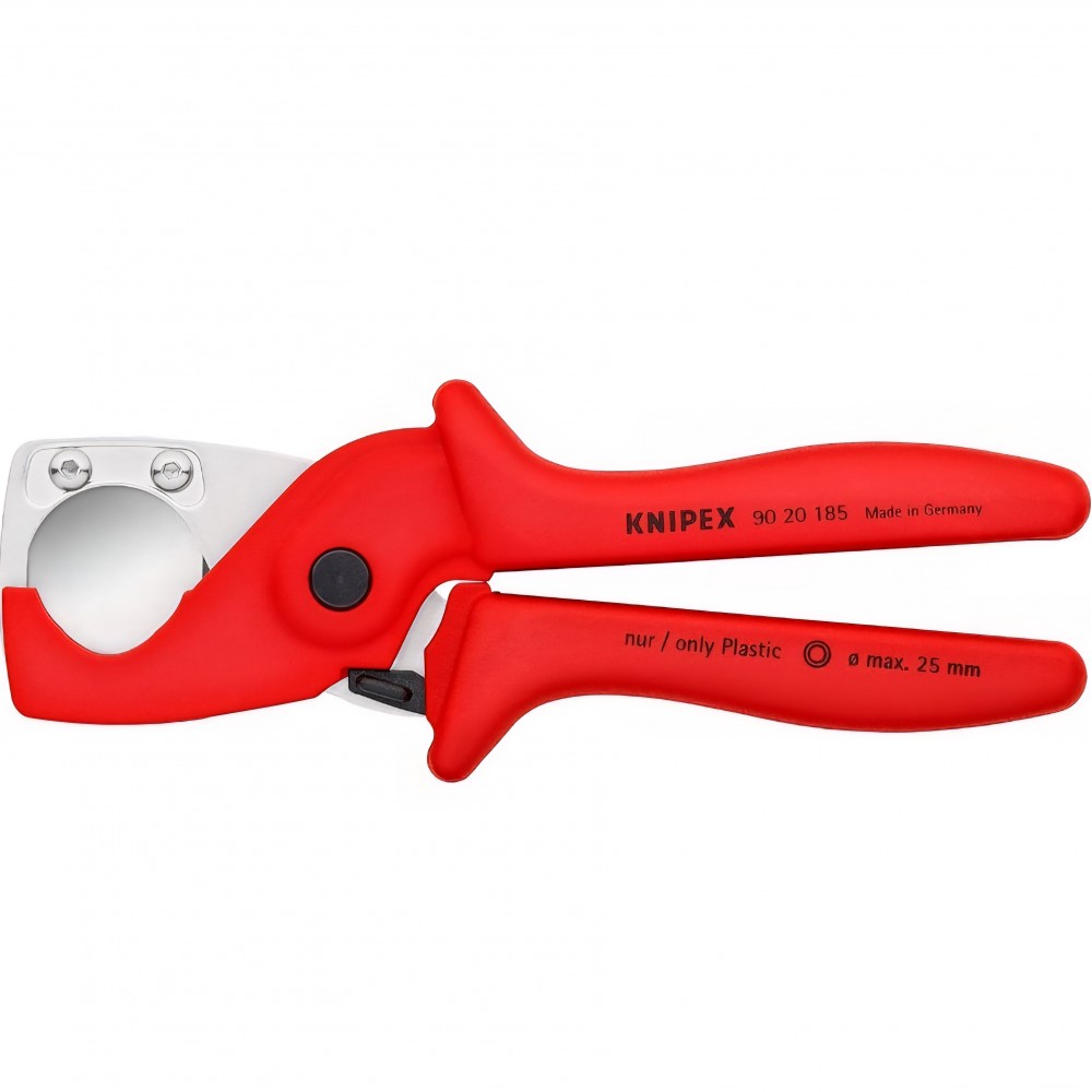 Cutter profesional pentru tevi si furtunuri, Knipex 90 20 185, 185 mm, taiere precisa plastic si conducte, manere ranforsate, original Germania