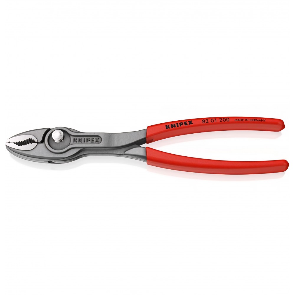 Cleste profesional prindere frontala si laterala, Knipex TwinGrip 82 01 200, 200 mm, prindere pe suruburi uzate, dinti intariti, manere antiderapante, otel calit, original Germania