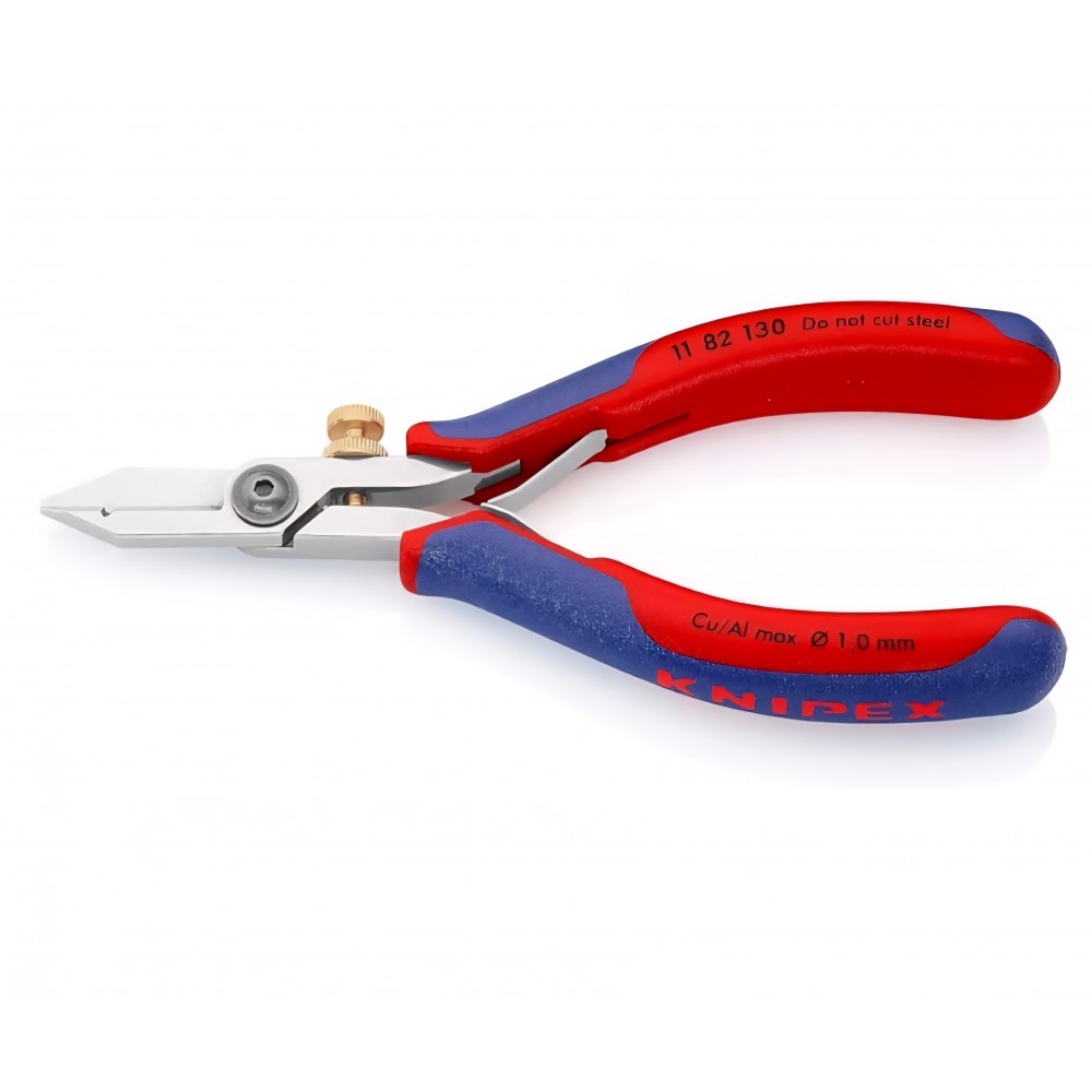 Foarfeca profesionala pentru dezizolat cabluri electronice, Knipex 11 82 130, 140 mm, taiere precisa fire fine, manere multicomponent, otel calit de precizie, original Germania