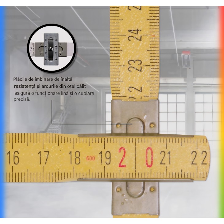 Set 5 rule pliabile 2 m STABILA Tip 607, galben, scala metrica, din lemn certificat PEFC, rezistente si precise