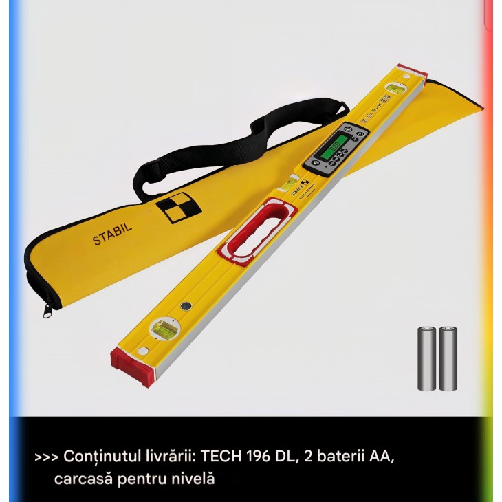 Nivela digitala 81 cm STABILA TECH 196 DL, IP67 rezistenta apa si praf, 2 afisaje digitale, masurare °/%/mm/m/in/ft, husa inclusa