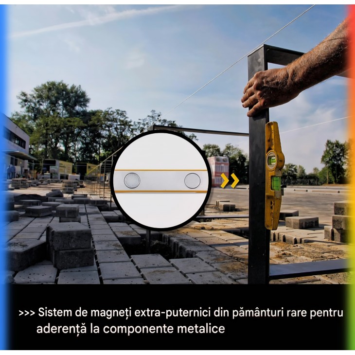 Nivela magnetica tip torpedo 25 cm STABILA Type 81 S REM, profil aluminiu turnat, magneti puternici Rare Earth, 1 fiola orizontala + 1 verticala