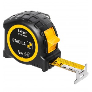 Ruleta de buzunar 5 m STABILA BM 300, scala dubla cm/inch, banda otel cu strat nylon, carcasa rezistenta, carlig SPIKES