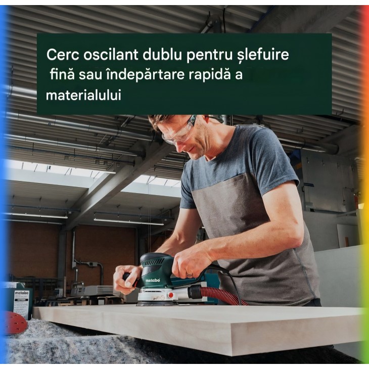 Slefuitor excentric 350W Metabo SXE 450 TurboTec 600129000, orbit reglabil Duo, TurboBoost, viteza variabila, talpa 150 mm, cablu 4 m